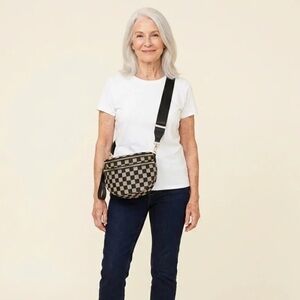 Maison Aurél The City Bag Black & Tan Checker Crossbody Bag NWT